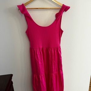Hot pink summer dress with fun detailing.